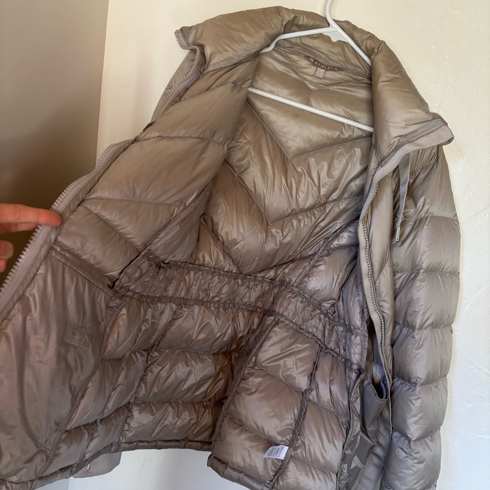Athleta Women's Goose Down Beige Puffer Jacket - Picture 8 of 9
